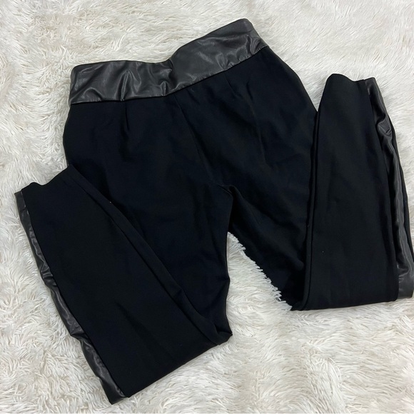 Express Columnist High Waisted Vegan Leather Knit Ankle Pant - Picture 6 of 12
